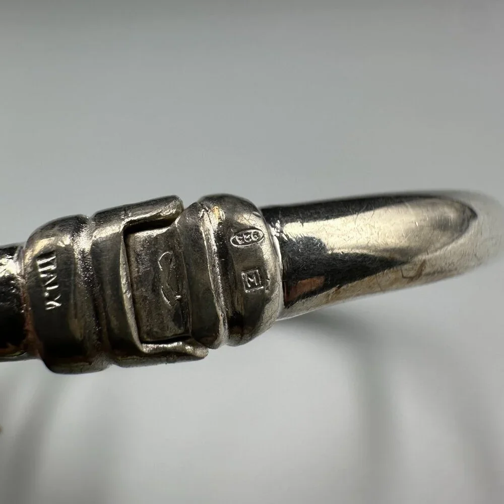 Sterling Silver Torque Bracelet Bypass Hinged Open Cuff Modernist 7.75